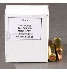 Municija Igman 308Win. 11.3g. 175 Gr. Hollow Point Boat Tail HPBT Igman 5 - metak.ba 