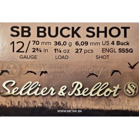 Metak 12/70 Sellier & Bellot BUCK SHOT 36g. 6,09mm Devetak