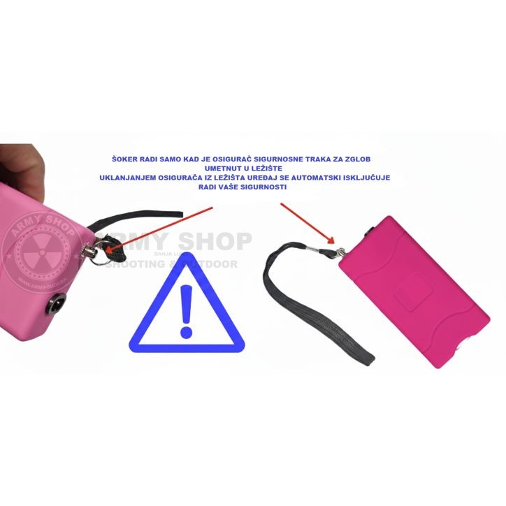 Elektro šoker stun gun Pink 3800000V plus led svjetiljka sa futrolom