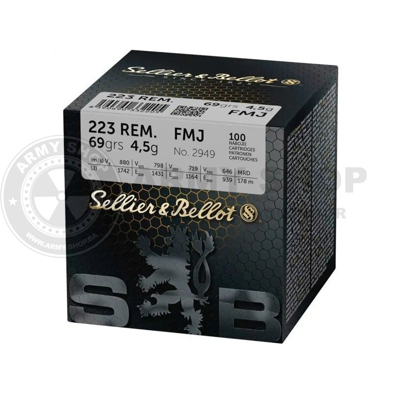 Metak Sellier Bellot 223 REM. FMJ  4,5g 69grs. 100kom
