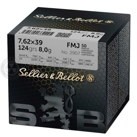 Metak Sellier Bellot 7.62x39 FMJ 8g 124grs. 50kom