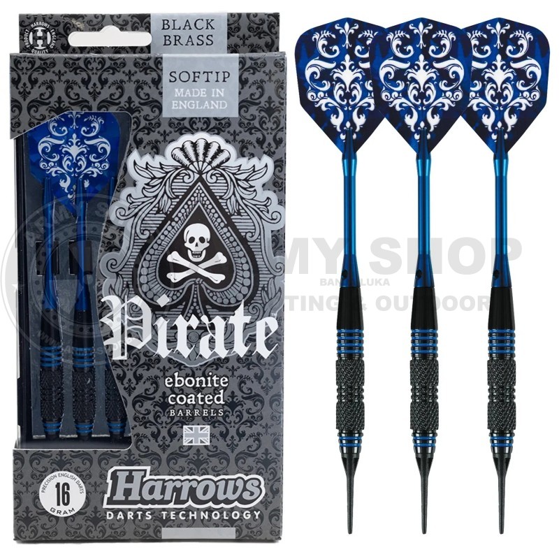 Pikado set 3 strelice Harrows Pirate Blue Softdart