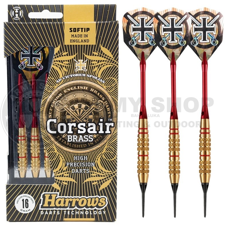 Pikado set 3 strelice Harrows Corsair Red Softdart